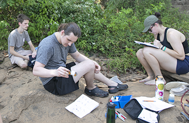 environmental students taking samples